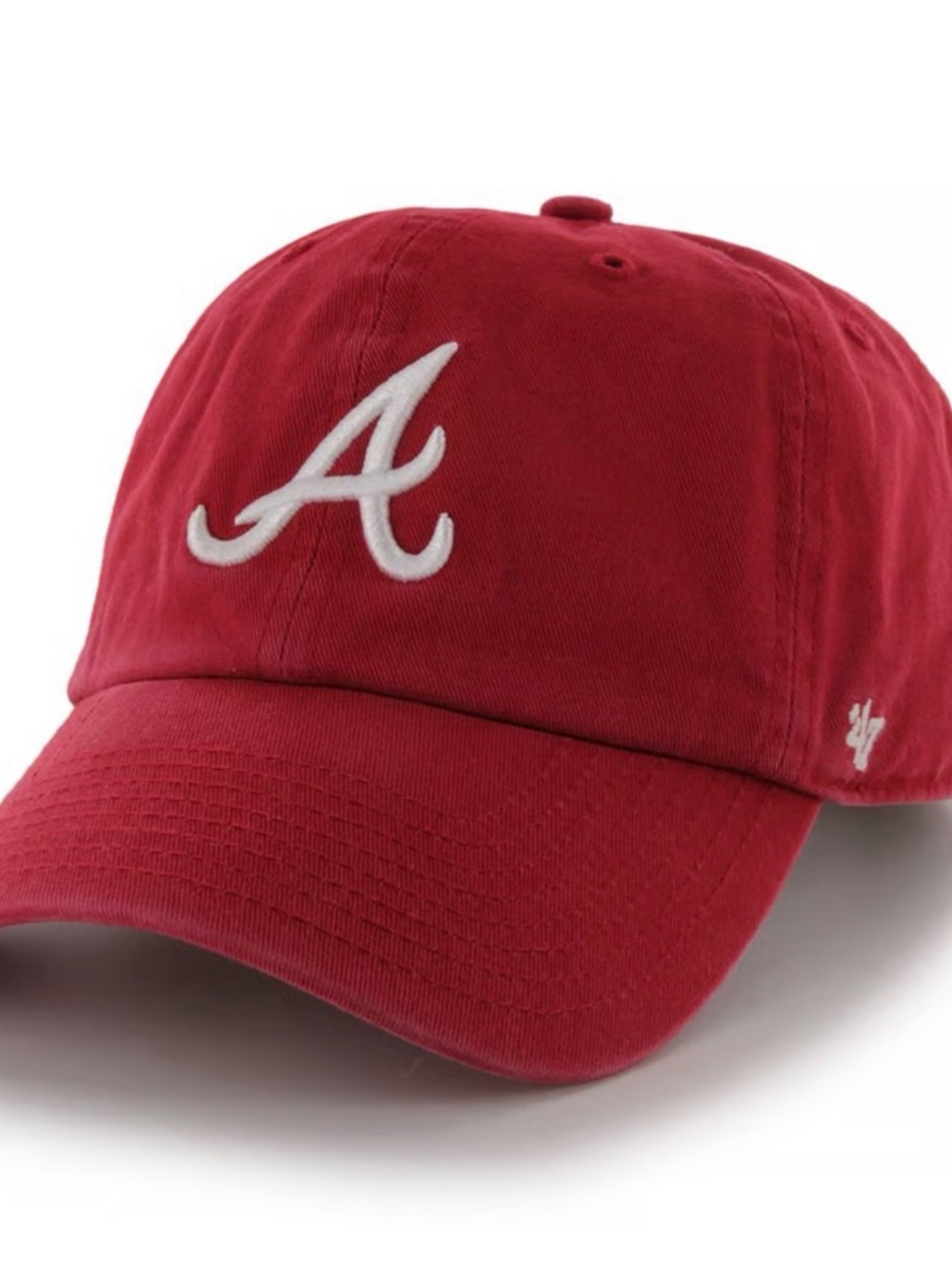 NWT 47 CLEANUP MEN'S ATLANTA BRAVES BASEBALL HAT- RED & WHITE